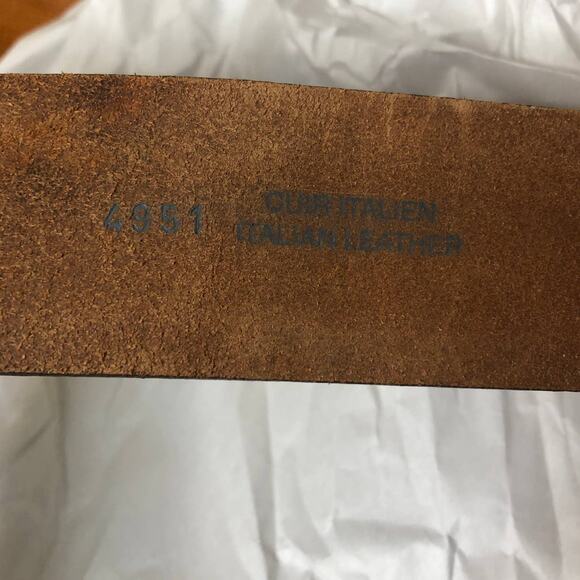Leather Belt Brown Engraved Floral Vine Wide Italian Leather Medium main image 11